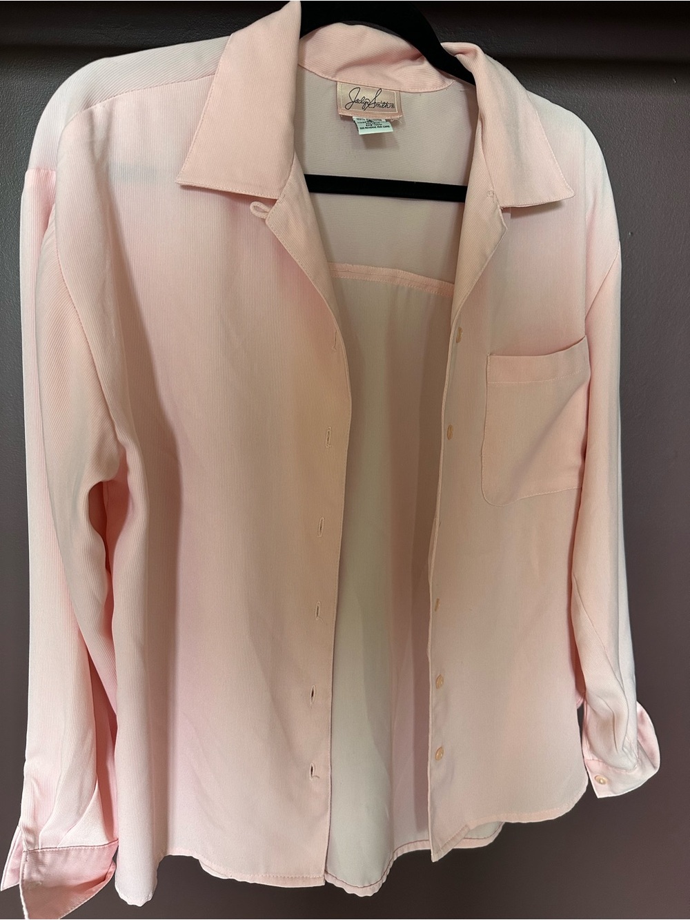 VINTAGE Jaclyn Smith Blush Pink Button-Up Women's Blouse
